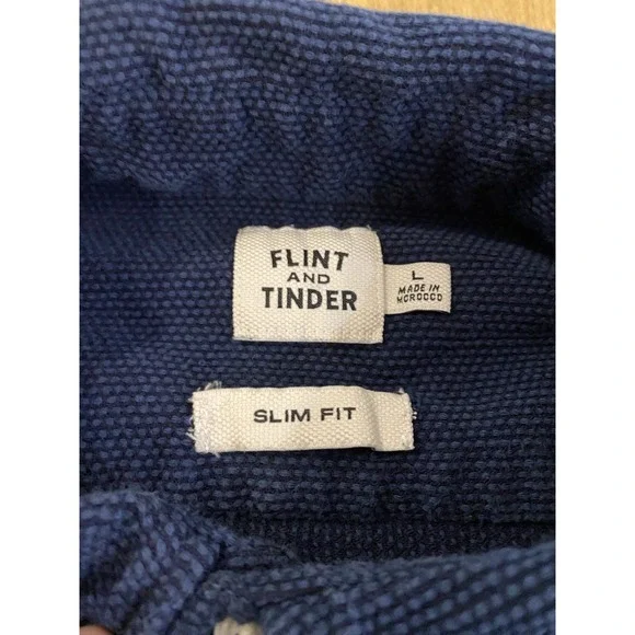FLINT AND TINDER Men's Cotton Long Sleeve Shirt in Washed Navy Size L Huckberry